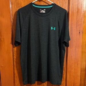 Under Armour Men's Dark Gray Athletic T-Shirt with Green Logo
